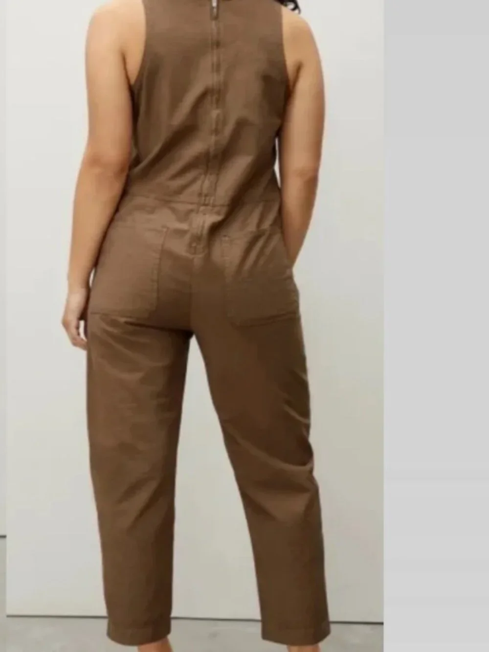 Everlane Fatigue Organic Cotton Barrel Leg Jumpsuit Brown 2